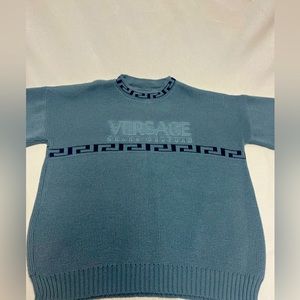 Gianni Versace Men Slate Blue Wool Sweater